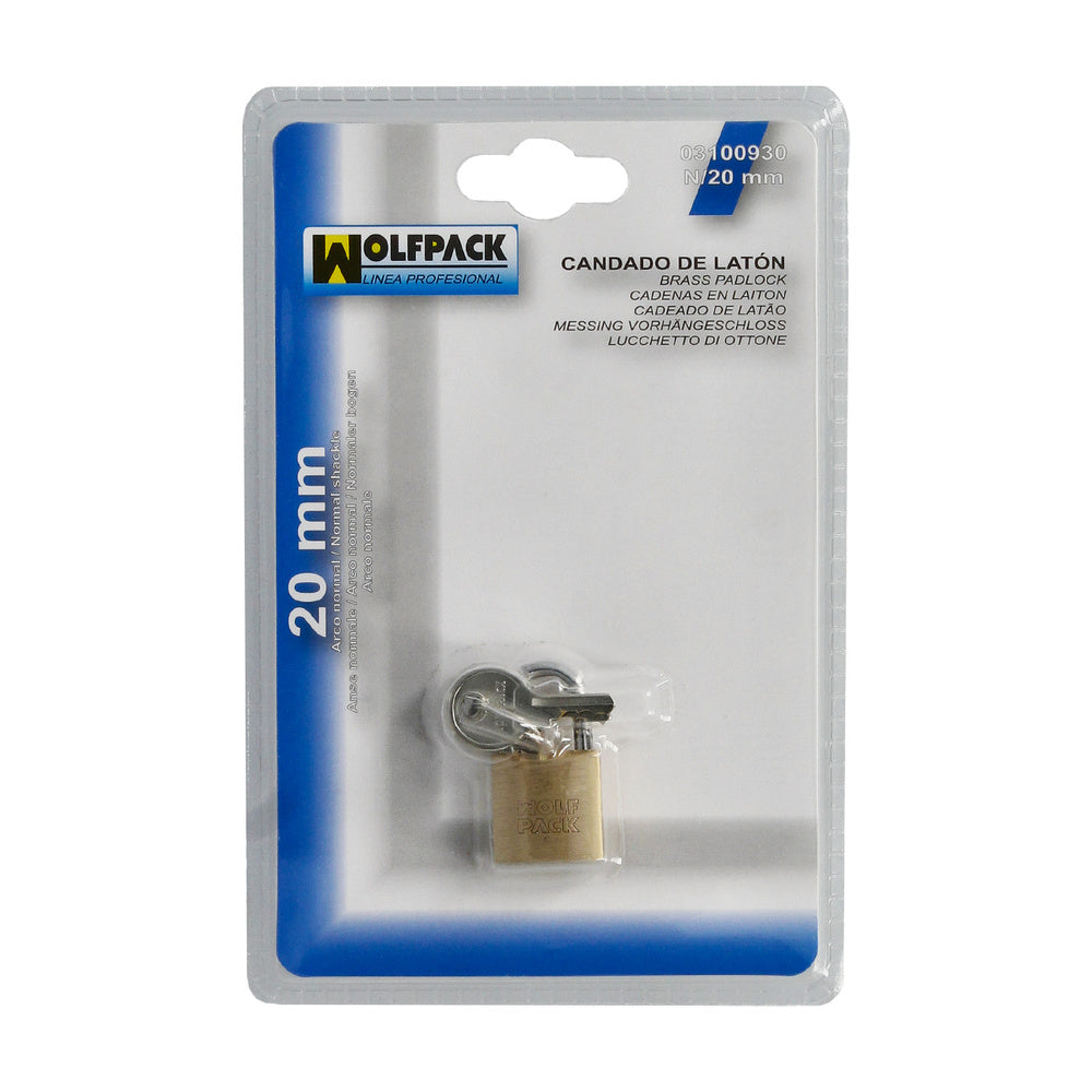 Brass padlock normal shackle 20 mm