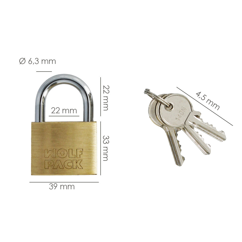 Cadeado de latão arco normal chaves iguais 40 mm n.º 1