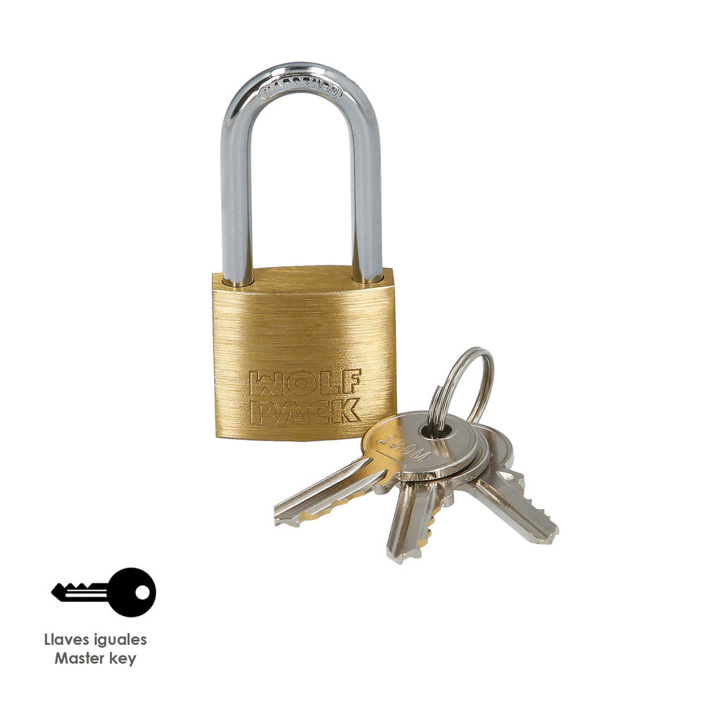 Cadeado latão arco longo chaves iguais 30 mm nº2