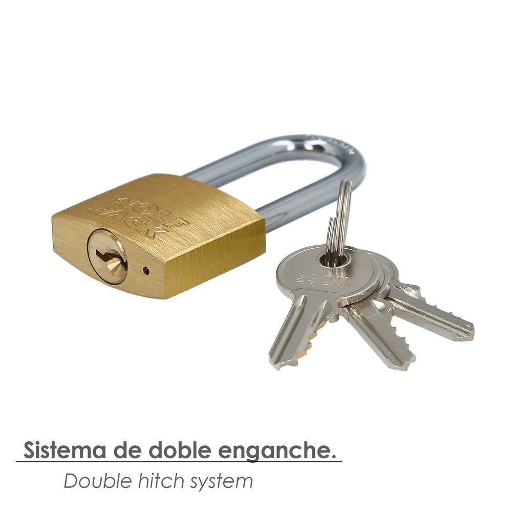 Cadeado latão arco longo chaves iguais 30 mm nº2