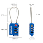 Cadeado de segurança para bagagem TSA de 3 dígitos com cabo de aço. Cadeado de combinação, mala, viagem, mochilas, segurança