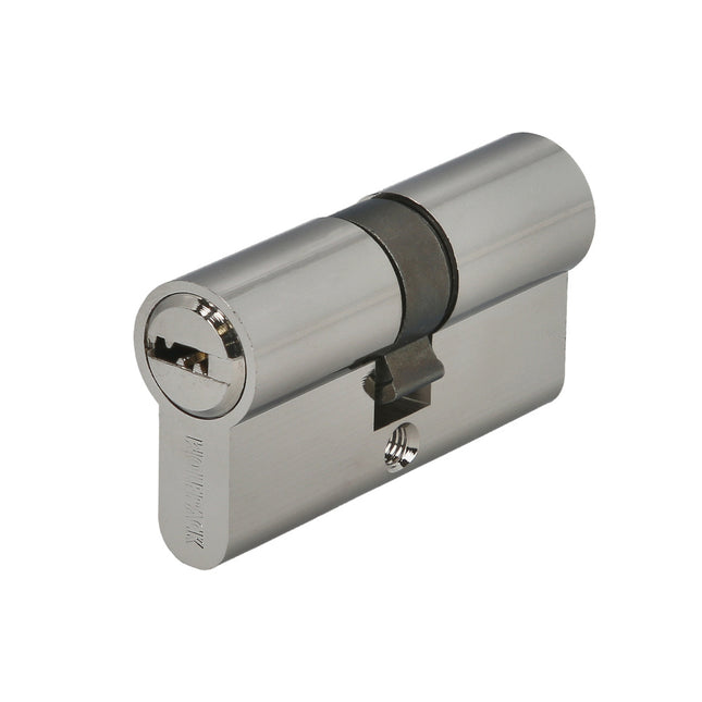 Cilindro seguridad 30x30 mm/13,5 leva corta corta niquelado con 5 llaves