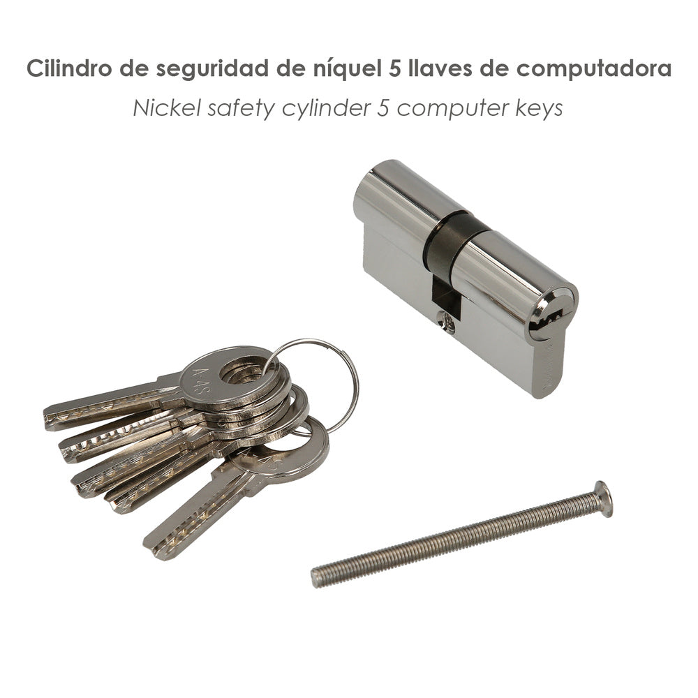 30x30 mm/13.5 short cam security cylinder, nickel-plated with 5 keys