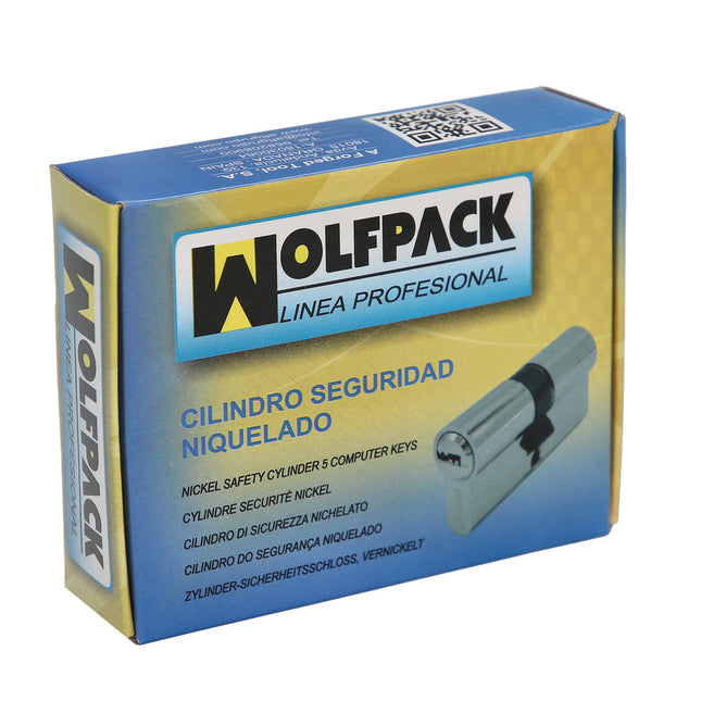 Cilindro seguridad 30x30 mm/13,5 leva corta corta niquelado con 5 llaves