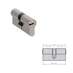 Cilindro seguridad 30x30 mm leva larga niquelado con 5 llaves