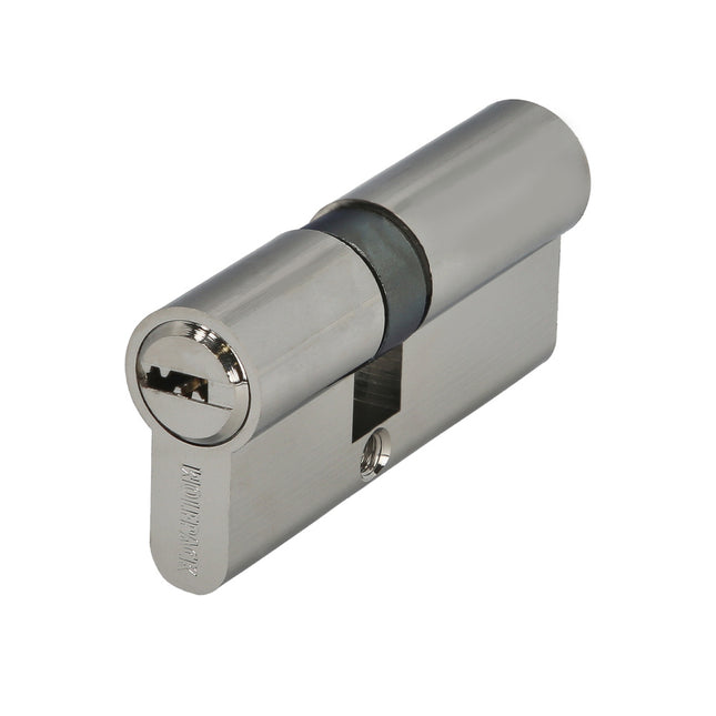 Cilindro seguridad 30x40 mm/13,5 leva corta niquelado con 5 llaves