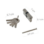 Cilindro seguridad 35x35 mm/13,5 leva corta niquelado con 5 llaves
