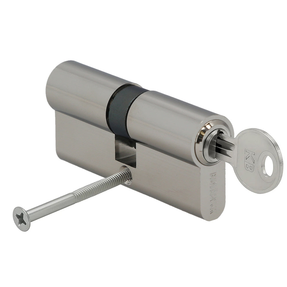 35x35 mm/13.5 security cylinder with short cam, nickel-plated, with 5 keys