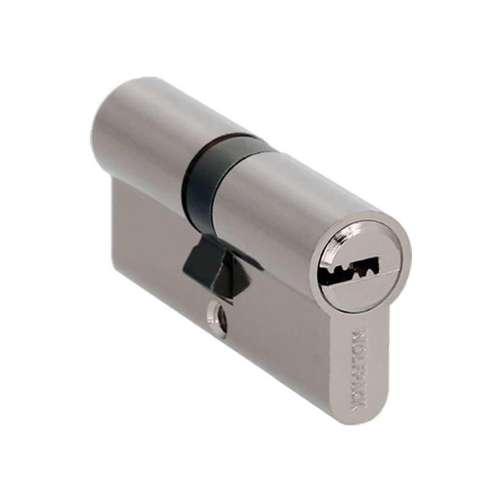 Cilindro seguridad 35x35 mm leva larga niquelado con 5 llaves