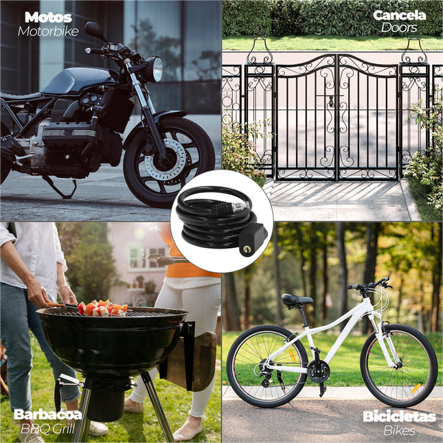 Cable bicicleta espiral con llave ø 8 mm. x 150 cm