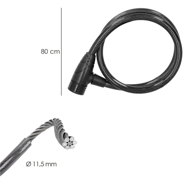 Cable bicicleta con llave 12 mm. x 80 cm