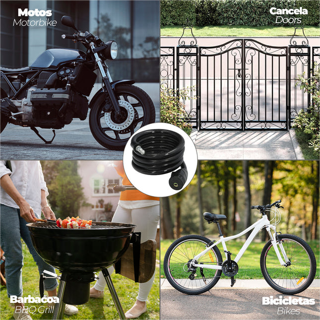 Cable bicicleta espiral con llave ø 12 mm. x 150 cm