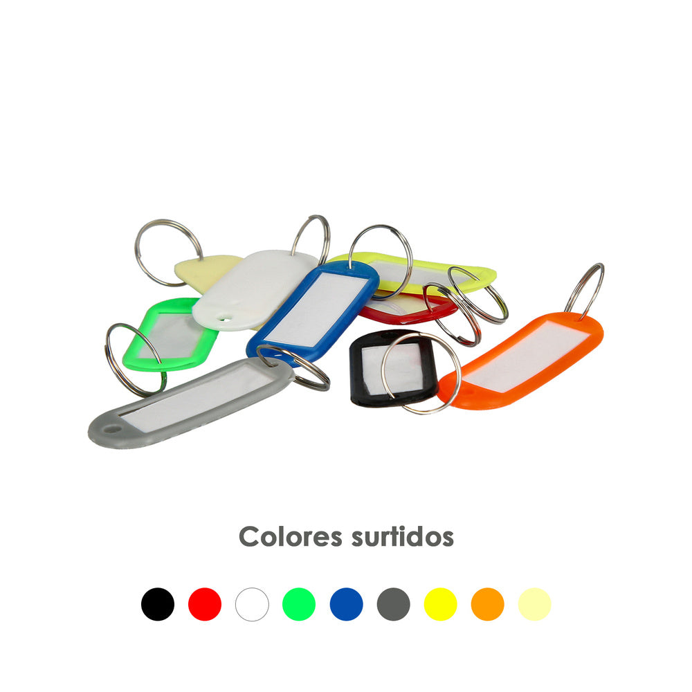 Llavero portaetiquetas multicolor. Etiquetas para llaves de plástico, llavero etiquetar,