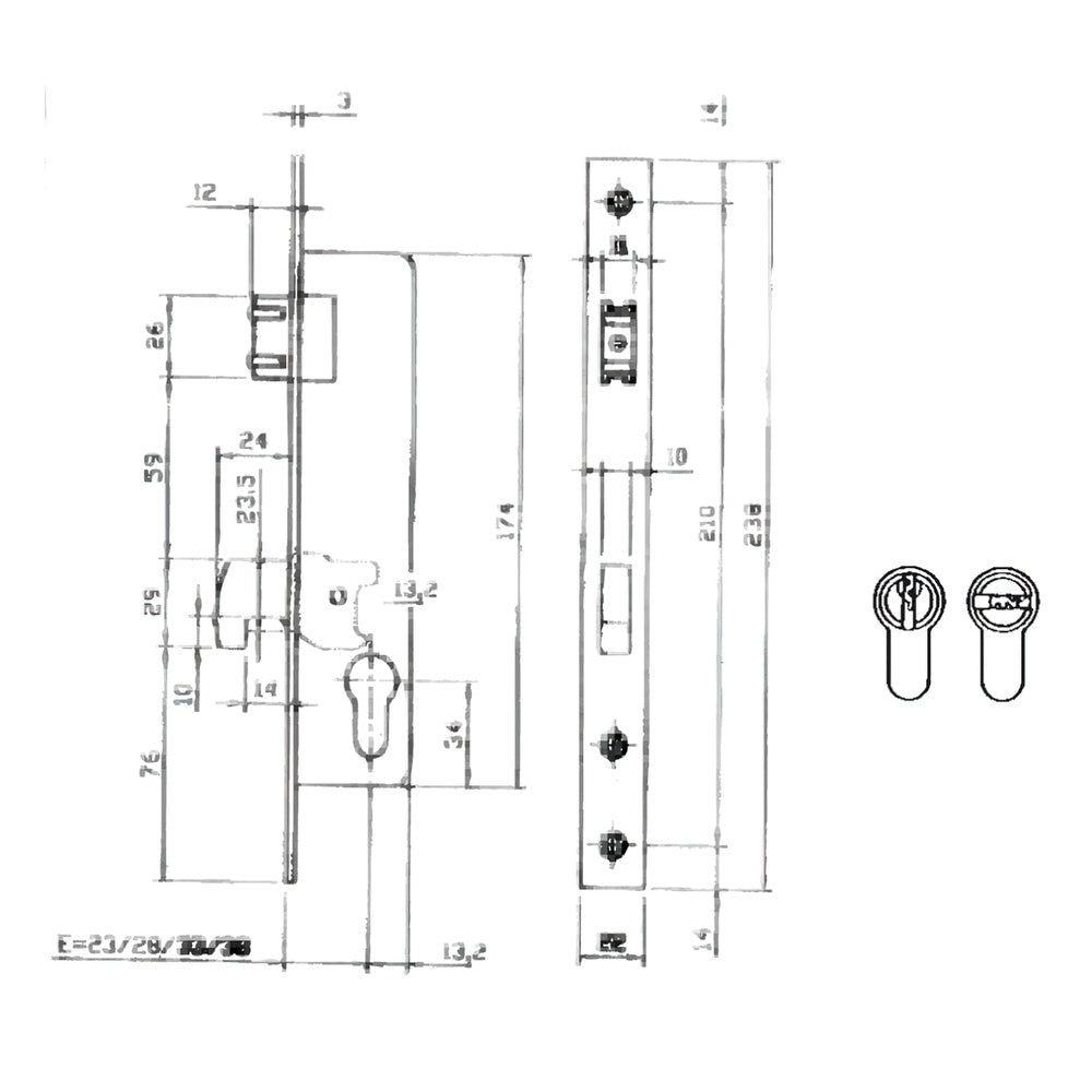 Fechadura ISEO 741640-28mm testa cromo com rolete