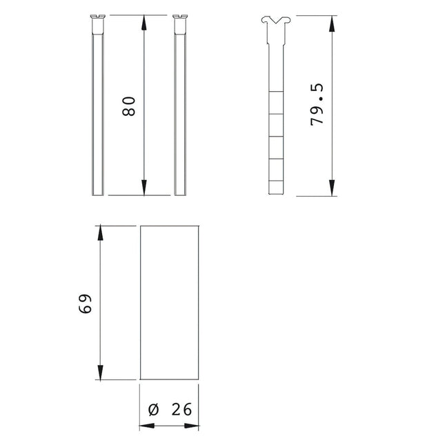 Prolongador cilindro redondo iseo ø26 mm. con tornillos