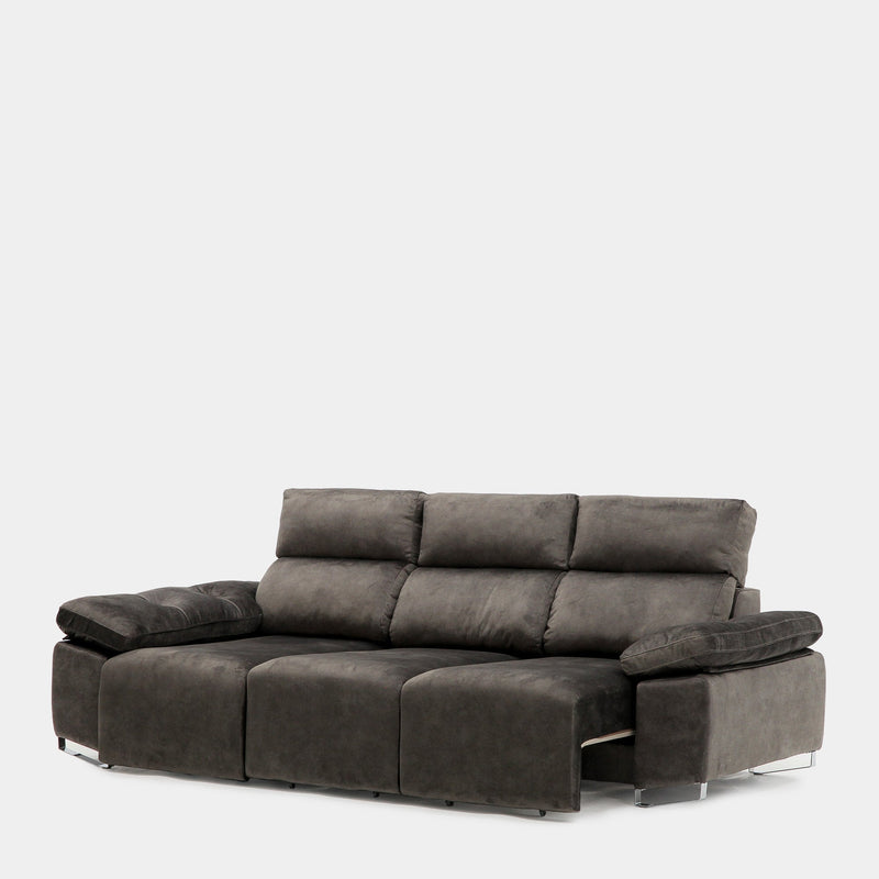 Sofá chaiselongue 3 plazas gris confort diario para el salón
