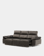 Sofá chaise longue de 3 lugares cinzento, conforto para o dia a dia na sala de estar.