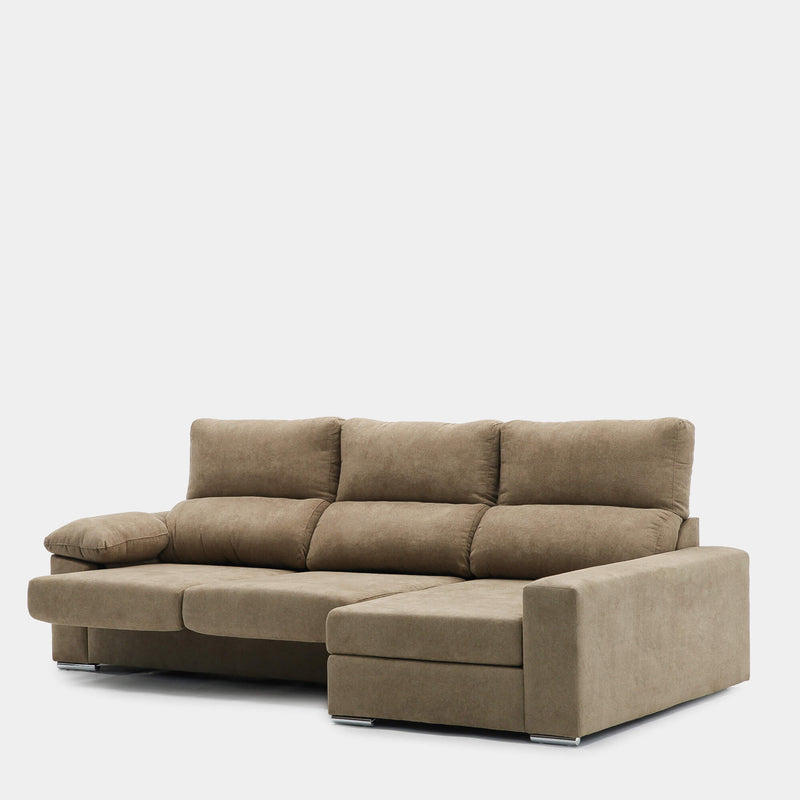 Sofá chaiselongue 3 plazas confort y amplitud | marrón