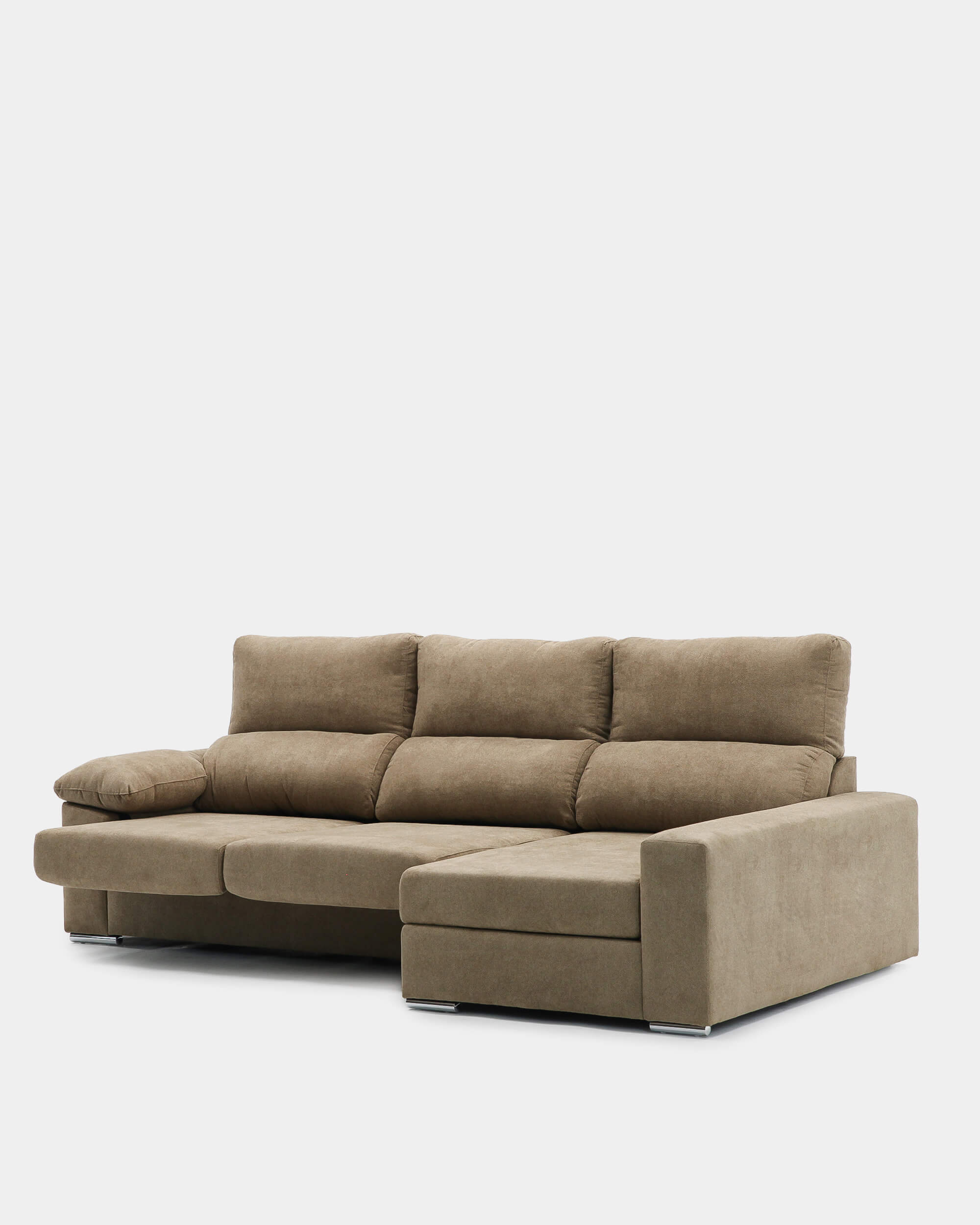 Sofá chaiselongue 3 plazas confort y amplitud | marrón