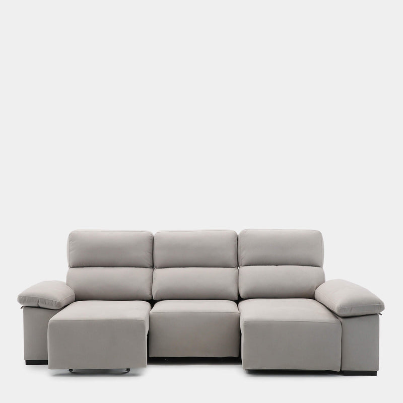 Sofá chaiselongue gris 3 plazas diseño envolvente para salón