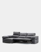Sofá chaiselongue 4 plazas gris antimanchas | salón