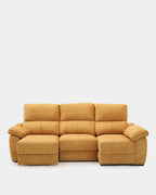 Sofá chaise longue de 3 lugares, 260 cm | amarelo resistente a manchas