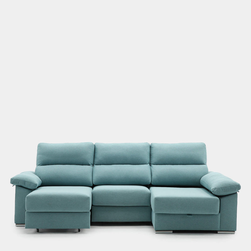 Sofá chaiselongue Denver verde antimanchas 3 plazas