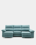 Sofá chaise longue de 3 lugares Denver verde resistente a manchas