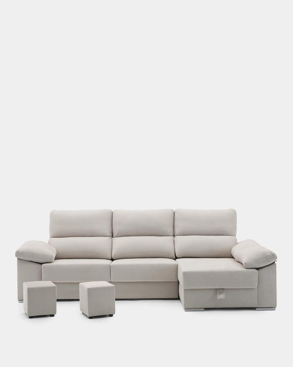 Sofá chaiselongue beige con asientos deslizantes 3 plazas