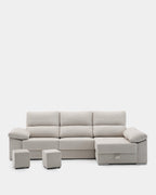 Chaise longue bege com bancos deslizantes, 3 lugares