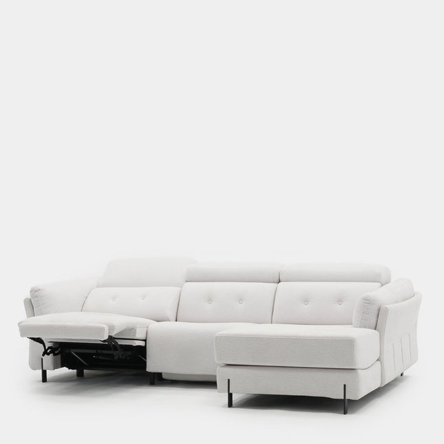 Sofá chaiselongue 3 plazas con asientos relax | blanco
