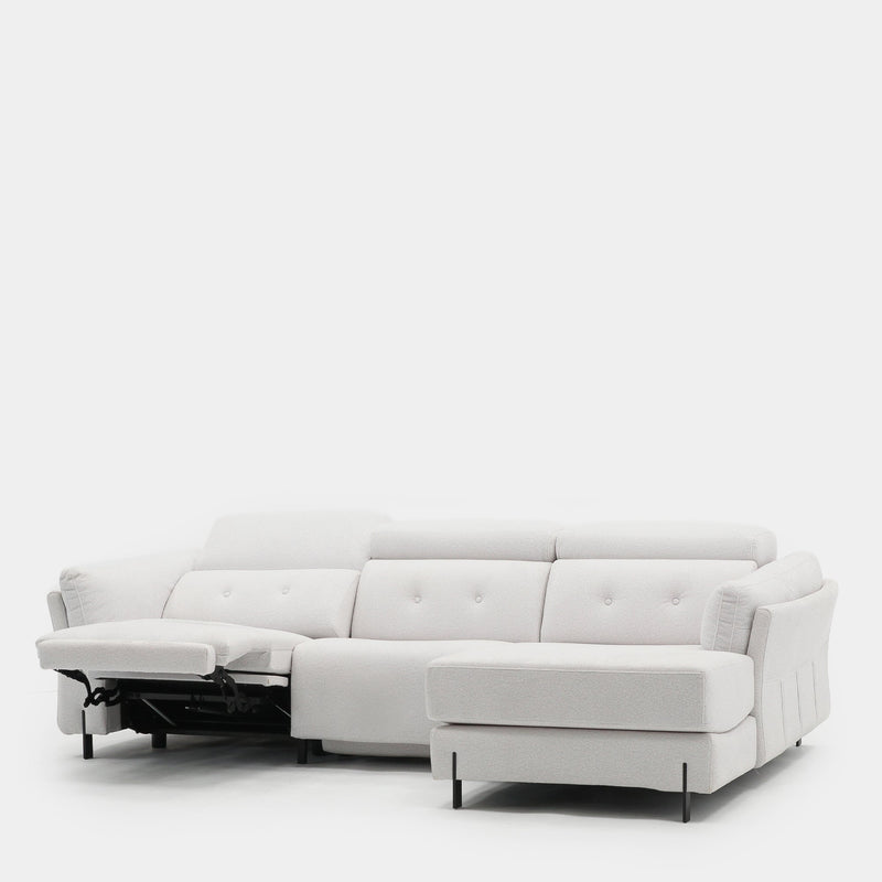 Sofá chaiselongue 3 plazas con asientos relax | blanco