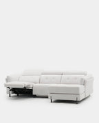 Sofá chaise longue de 3 lugares com assentos reclináveis ​​​​| branco
