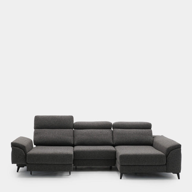 Sofá chaiselongue 4 plazas tapizado gris elegante confort