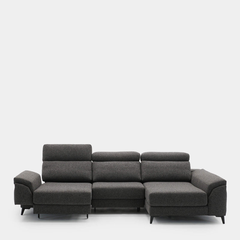 Sofá chaiselongue 4 plazas tapizado gris elegante confort