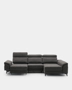 Sofá chaiselongue 4 plazas tapizado gris elegante confort