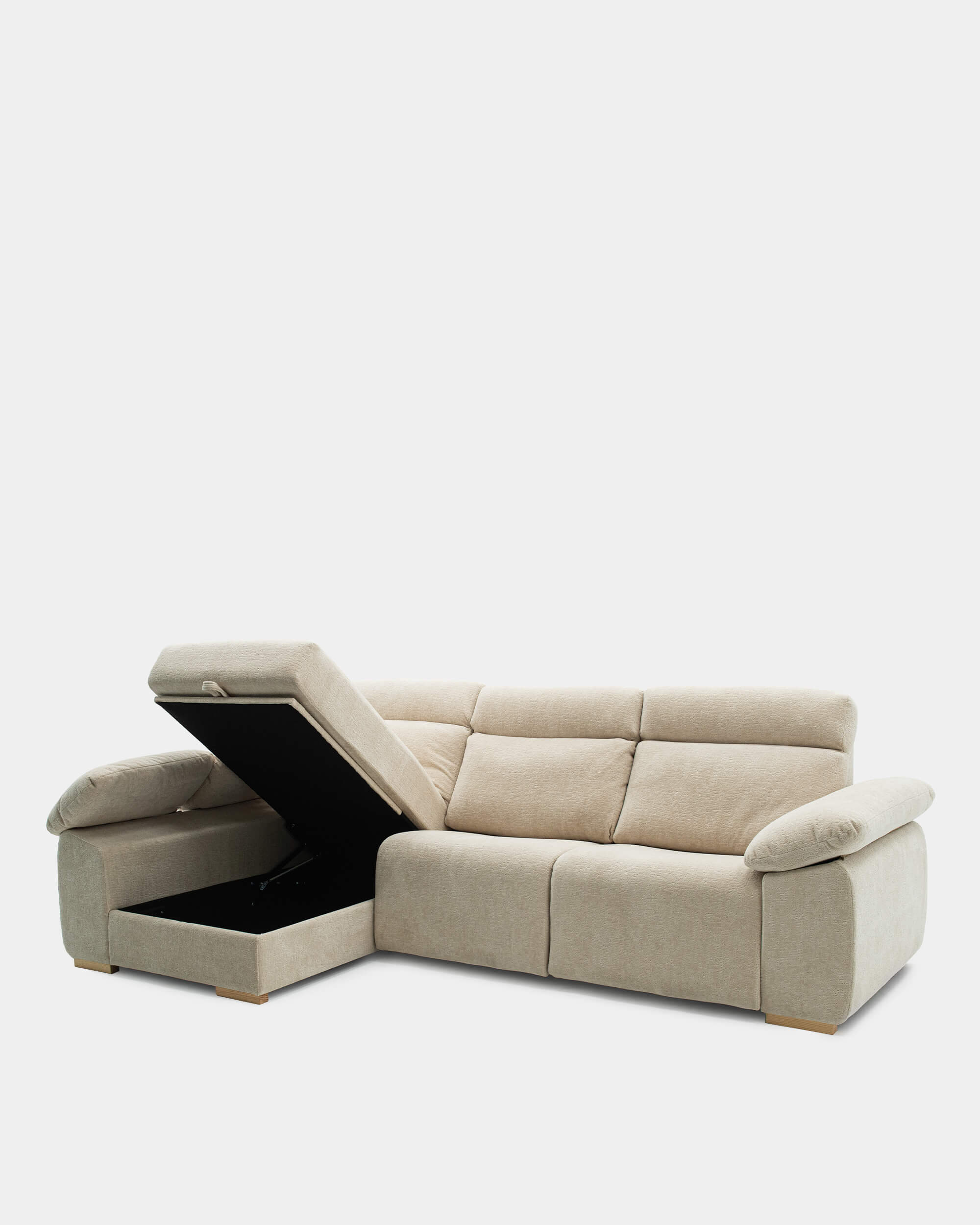 Sofá chaiselongue 3 plazas para sala beige | confort