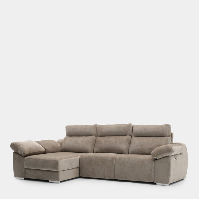 Sofá chaiselongue 3 plazas cómodo y elegante | marrón