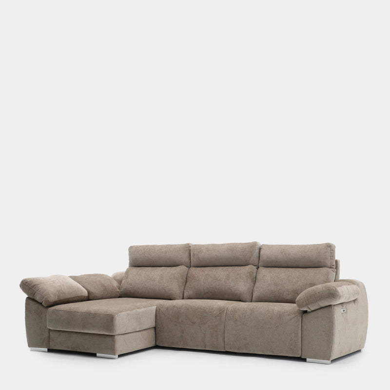 Sofá chaiselongue 3 plazas cómodo y elegante | marrón