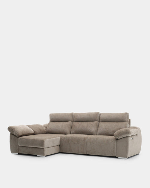 Comfortable and elegant 3-seater chaise longue sofa | brown