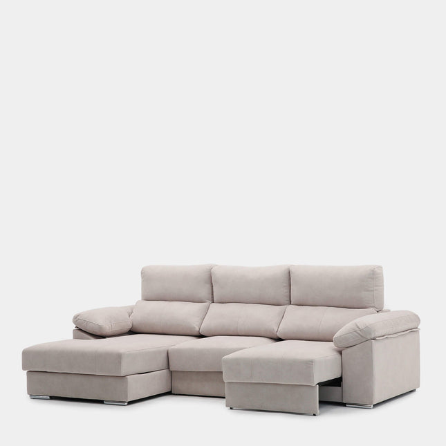 Sofá chaiselongue 3 plazas beige antimanchas para salón