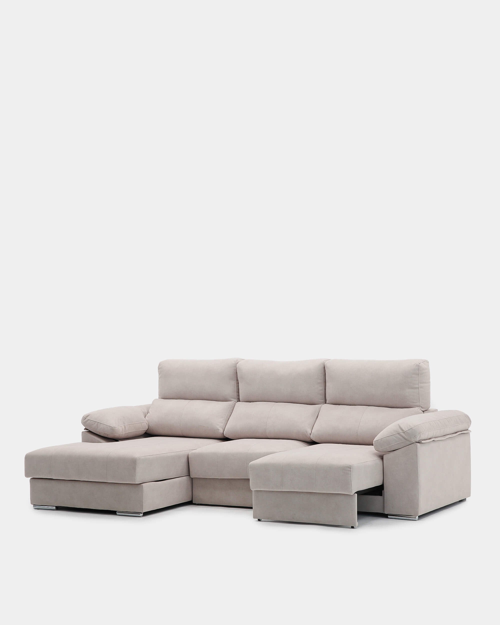 Sofá chaiselongue 3 plazas beige antimanchas para salón