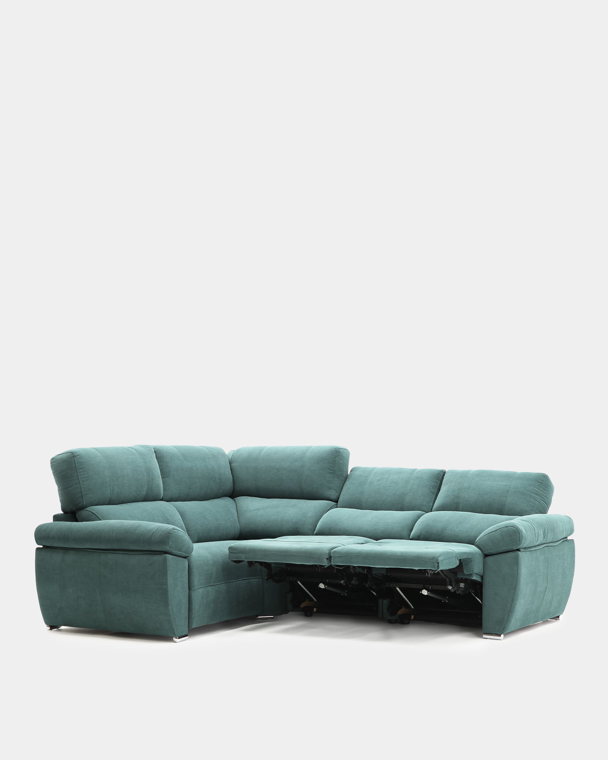 Sofá rinconera azul 4 plazas cómodo para salón pequeño