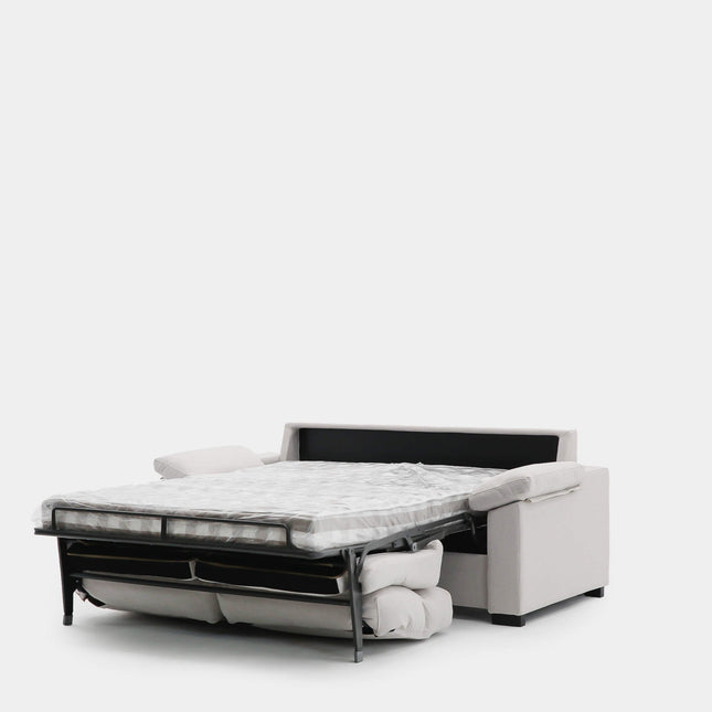 Sofá cama con apertura italiana y tapizado beige | 3 plazas