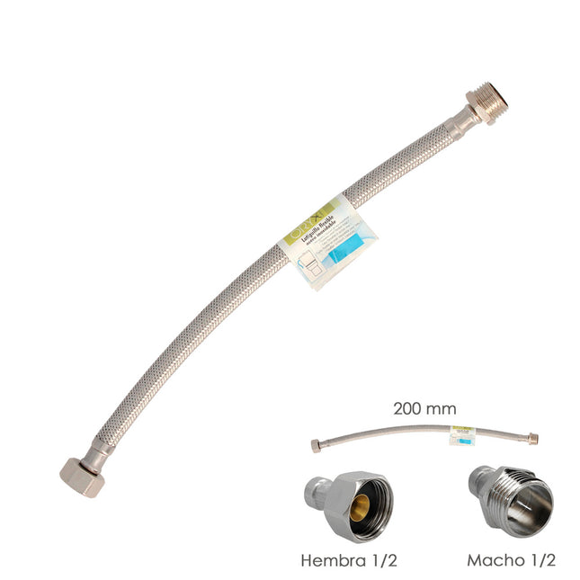 Latiguillo flexible acero inoxidable macho 1/2 - hembra 1/2 - 200mm