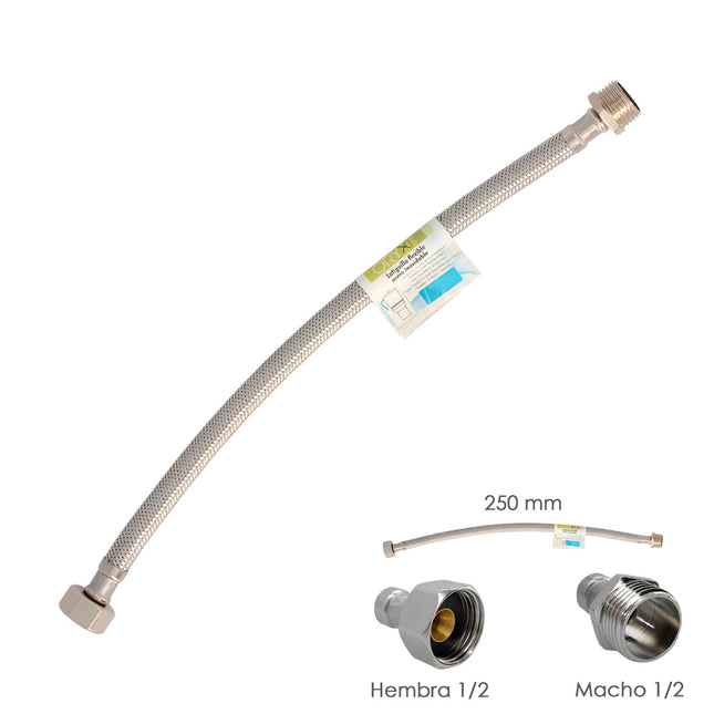 Latiguillo flexible acero inoxidable macho 1/2 - hembra 1/2 - 250mm