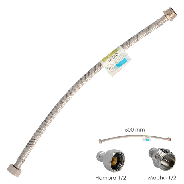 Latiguillo flexible acero inoxidable macho 1/2 - hembra 1/2 - 500mm