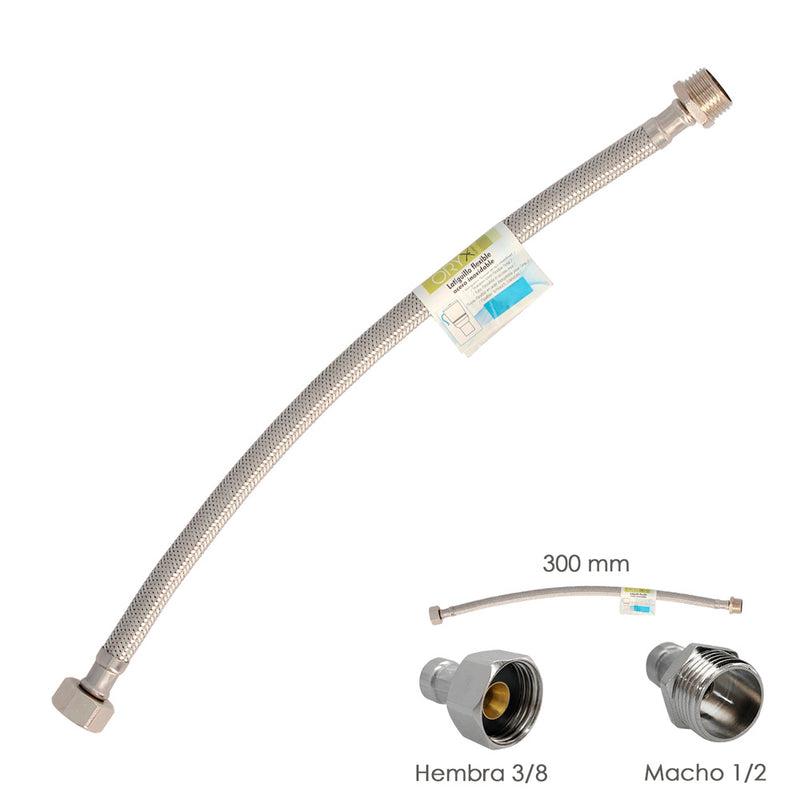 Latiguillo flexible acero inoxidable macho 1/2 - hembra 3/8 - 300mm