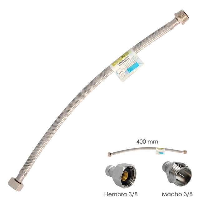 Latiguillo flexible acero inoxidable macho 3/8 - hembra 3/8 - 400mm