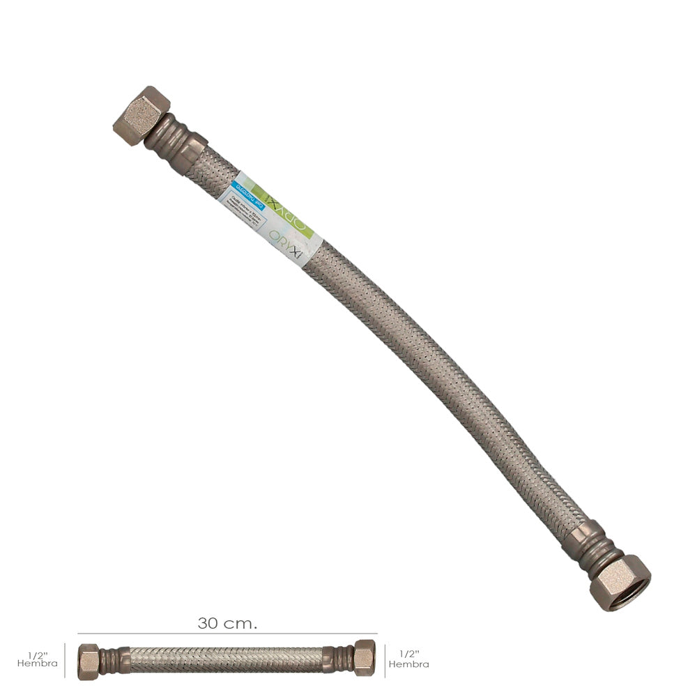 Stainless steel reinforced flexible hose female 1/2" - female 1/2" length 300 mm